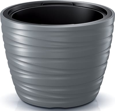 Prosperplast Plantenpot/bloempot Amazing - buiten/binnen - kunststof - steengrijs - D37 x H28 cm - met binnenpot