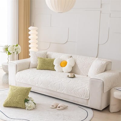 Nordic bankkussen antislip bankhanddoek L-vormige bank beschermhoes bankhoes pluche bankhoes 45x45cm pillowcase beige