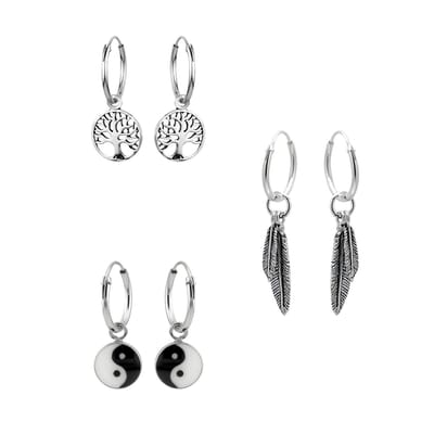 Zilveren oorringen - WeLoveSilver - tree of life - 925 zilver - 23 mm