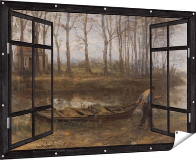 Gards Tuinposter Doorkijk De Zandschipper - Jozef Israëls - 180x120 cm - Tuindoek - Tuindecoratie - Wanddecoratie buiten - Tuinschilderij