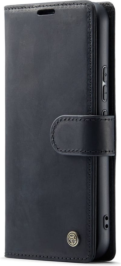 CaseMania Bookcase hoesje geschikt voor Samsung Galaxy S23 - Effen Zwart - Leer