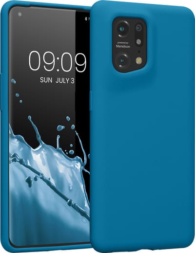 kwmobile telefoonhoesje geschikt voor Oppo Find X5 (5G) - Hoesje met siliconen coating - Smartphone case in Caribisch blauw