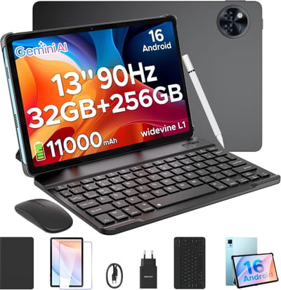 DOOGEE U13 VIP - Tablet - 32GB RAN + 256GB ROM /2TB - Gemini AI - 13 inch 90Hz FHD - 11000mAh/18W - 4 luidsprekers - 13MP + 5MP - 2.4G/5G WiFi - Widevine L1 - Bluetooth 5.0 - OTG - GPS - Face ID - met toetsenbord/gamepad/muis