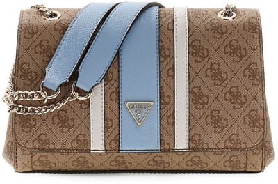 GUESS schoudertas Noelle II Convertible Xbody Flap Latte Logo / Light Blue Lichtbruin