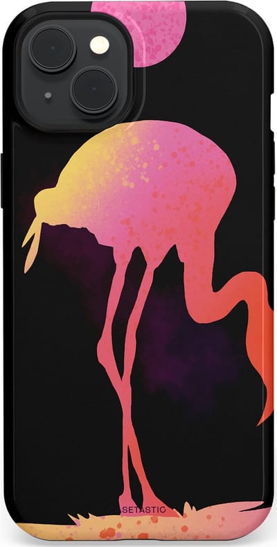 Casetastic Hoesje Geschikt voor Apple iPhone 15 Plus Magsafe - Stijlvolle Beschermende Duo-layer Case - Silhouet Flamingo
