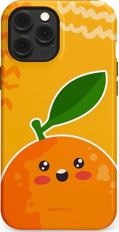 Casetastic Hoesje Geschikt voor Apple iPhone 12 Pro Max Magsafe - Stijlvolle Beschermende Duo-layer Case - Vrolijke Sinaasappel