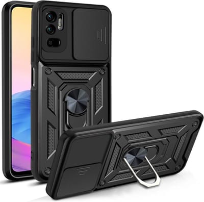 Coverup Hoesje - Geschikt voor Xiaomi Redmi Note 10 5G Hoesje - Coverup Ring Kickstand Back Cover - Zwart