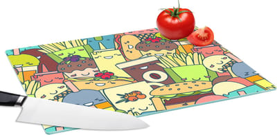 Glazen Snijplank - 39x28 - Kawaii - Patronen - Fast Food - Snijplanken Glas