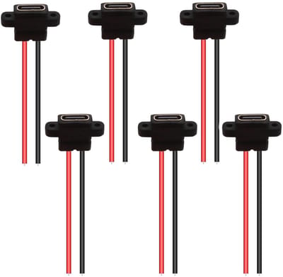 Dailygoody - 6-Pack Waterproof USB-C Connector - Snelle Oplader, 2-draads Installatie