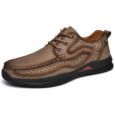 Leren Schoenen Heren Zomer Ademend Holle Leren Sandalen Casual Geperforeerde Leren Sandalen plus Maat Herenschoenen 46 brown