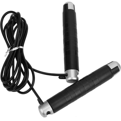 Mannen Vrouwen Volwassenen Kinderen Antislip Handvat Lager Staaldraad Springtouw Gewichtsverminderende Oefening black