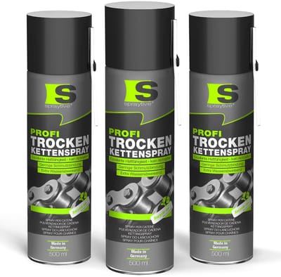 Spraytive 3x 500ml kettingspray droog met ptfe smeermiddel voor fiets motor en machines beschermt tegen slijtage vuil en roest