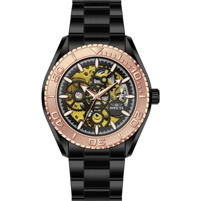 Invicta Objet D Art 69764 Heren Horloge - Automatisch Uurwerk - Roestvrij Staal met zwarte Wijzerplaat - 43mm