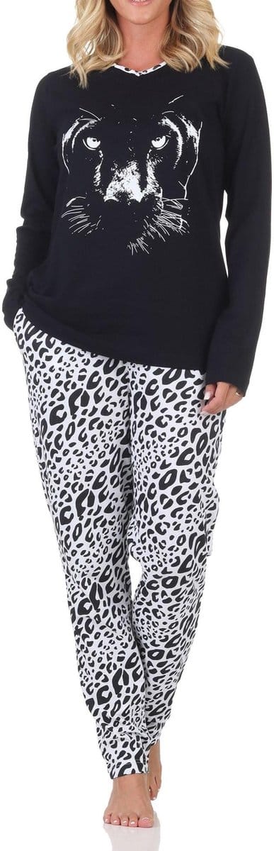 Normann dames pyjama lange mouw pyjama met dierenprintmotief – ook in grote maten