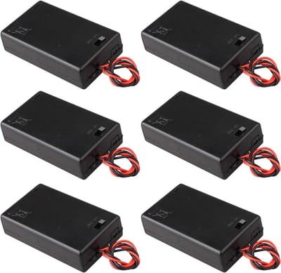 Batterij Houders - Batterij Cases - Elektronica Projecten - Met Schakelaar - 6 Stuks - Zwart