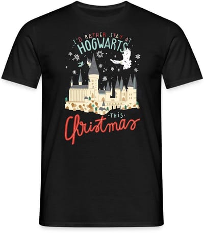 Harry Potter Kerstmis Ik Blijf Liever Op Hogwarts T-Shirt Heren