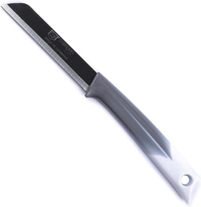 Solingen Kartelmes – Tomatenmes met Kartel – RVS – 19 cm met Blade Cover – Bi-Color Grijs met Wit