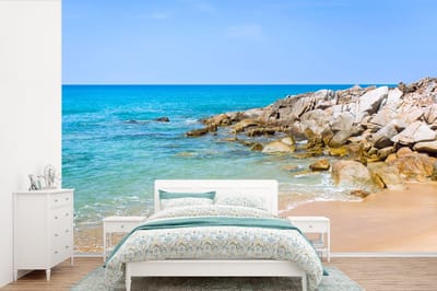 Behang - Fotobehang Strand - Zee - Tropisch - Zomer - Breedte 450 cm x hoogte 300 cm
