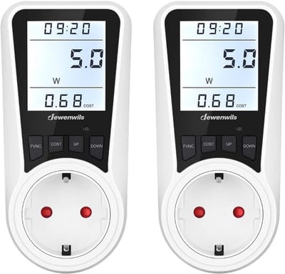 Energiekostenmeter 2 stuks met LCD-scherm en overbelastingsbeveiliging - Digitale stroommeter voor efficiënte energiebewaking