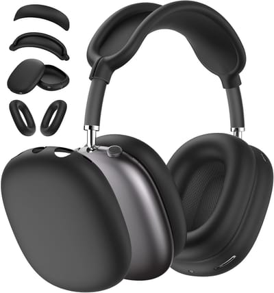 Siliconen Hoes voor AirPods Max Hoofdtelefoon - 4-in-1 Bescherming, Krasbestendig en Compleet Accessoirepakket met Oorkussen- en Hoofdbandhoezen, Zwart