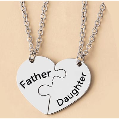 2 Stuks Vader Dochter Hart Hanger Ketting Broer Zus Puzzel Matching Kettingen Familie Sieraden Cadeaus beige