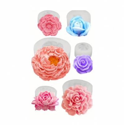 6 Kaarsenmallen | Bloemen Set | 6 Mallen voor Zeep, Kaarsen, Chocolade Rozen