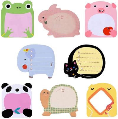 Dailygoods- Notitieblaadjes 8 stuks - Zelfklevend - Cartoon Dieren - Creatief voor Kinderen - Ideaal voor Scholieren - Afmeting 8 cm x 5,5 cm - Notitieblok