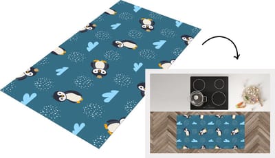 Keukenloper - Loper keuken - Pinguïn - Wolken - Jongens - Design - 120x60 cm - Keukenloper vinyl
