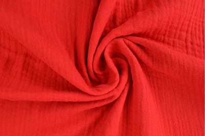 10 meter mousseline stof op rol - Rood - 135cm breed - Double gauze op rol