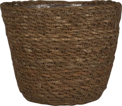 Ter Steege Plantenmand - zeegras - bruin - 15 x 12 cm - binnenkant van plastic - plantenpot