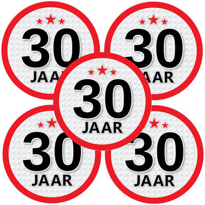 30 jaar leeftijd sticker - 10x - rond - Dia 15 cm - 30 jaar verjaardag - jubileum - leeftijd versiering