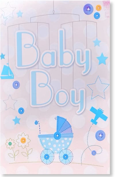 Baby Boy - Geboortekaartje Jongen - Geboorte Zoon Wenskaart - 12 x 17 cm - gevouwen kaart Inclusief envelop