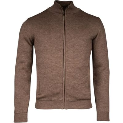 Thomas Maine Vest Merino Wool Lined Cardigan Zip Collar Taupe / male