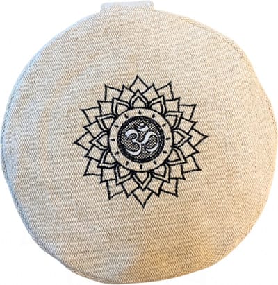 Om Namaste Design Meditatiekussen Zitkussen Rond - Creme met Lotus - jute-look
