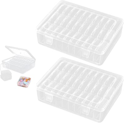 Kleine Opbergdozen Set van 60 Stuks (5.5 x 5.5 x 2 cm), Mini Opbergdozen met Deksel voor Sieraden, Schroeven en Kleine Onderdelen