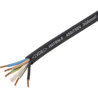 TRU COMPONENTS TC-11594960 Rubberkabel H07RN-F 5 x 6 mm² Zwart per meter
