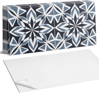 Coloray Plaktegels - Geometrie in symmetrie Wandtegel Zelfklevend - 60 cm x 30 cm - Zwart Plaktegels - 6 stuks - Rechthoek PVC Tegels - Plaktegels Keuken - Zelfklevende Vloertegels Badkamer - Vinyl Tegels - Zelfklevende Wandtegels