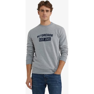 McGregor Graphic Crew Medium Grey Melange Maat: 3XL | Sweaters Outlet | Heren | Grijs