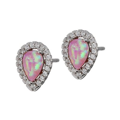 Zilver Opaal Oorbellen - opaal oorbellen dames - roze opaal -oorstekers dames zilver - oorbellen dames - Opal Earrings - Zilver 925 - Amona Jewelry