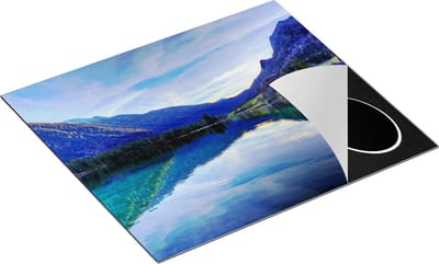Chefcare Inductie Beschermer Meer met Weerkaatsing in de Bergen - 60x50 cm - Afdekplaat Inductie - Kookplaat Beschermer - Inductie Mat