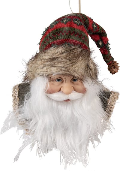 Clayre & Eef Kersthanger Kerstman 10x9x28 cm Rood Kunststof