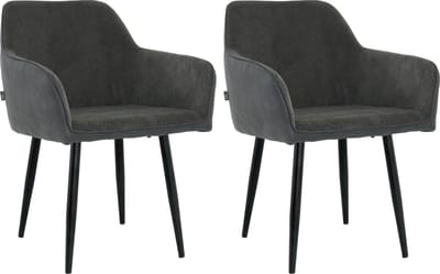 Lina® Tony Eetkamerstoel - Zwart - Set van 2 - Ribstof