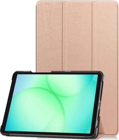 Hoesje Geschikt voor Samsung Galaxy Tab A11 / A9 - Dun & Stevig - Trifold Bookcase - Hard Cover - Hardcover Book Case - Tablet Hoes - Rosé goud