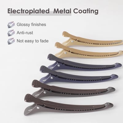 Famanu - 6pcs Hair Clips for Styling Sectioning, No Crease Duck Billed Hair Clips with Silicone Band, Hair Styling Clips, Hair Roller Clips, Salon Hair Sectioning Clips, Hair Cutting Clips,Neutral