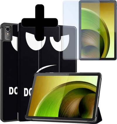Hoes - Geschikt voor Lenovo Tab M10 5G - Met Screenprotector - Trifold Bookcase - Hard Cover - Hardcover Book Case - Tablet Hoesje - Don't Touch Me