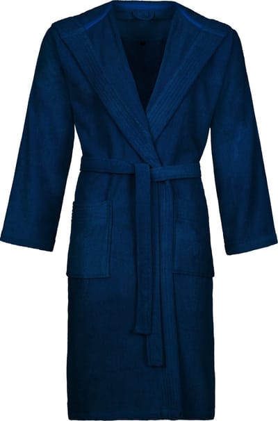 Badjas VEGAN LIFE UNISEX - donkerblauw- capuchon - badstof katoen - sauna - Vossen - maat M