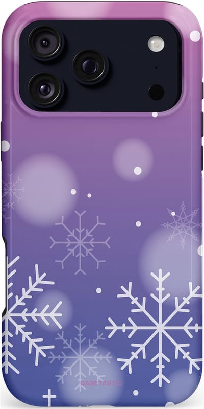 Casetastic hoesje geschikt voor Apple iPhone 17 Pro Max - MagSafe - Dubbellaagse bescherming - Winter Sneeuw Paarse Roze Gloed - Fashion Case - Lavendel