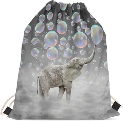 Sporttas met Koord - Tote Tas - Vrije Tijd - Lichtgewicht Ontwerp - 34x41 cm - Olifant Print