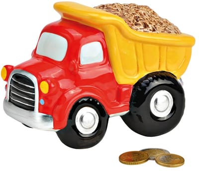Ruhhy Kiepwagen spaarpot - rood - 16 x 11 cm - keramiek - sparen