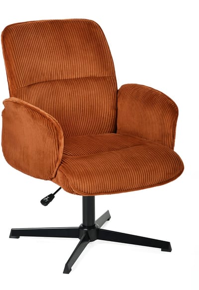 MEUBLES COSY Relaxfauteuil – Brede corduroy stof Draaibaar Verstelbare hoogte Armleuningen metalen voet - Baksteenrood